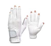 HJDGHU Guante Golf 1PAir Mujeres sin Dedos Guantes de Golf Señoras Moda Agarre for Senderismo Padding Conduciendo a la Izquierda y Mano Derecha(White,18)