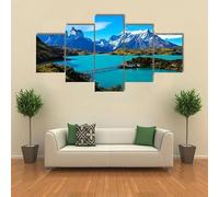 HJDGLP Cuadro sobre Lienzo 5 Piezas Impresión En Lienzo Cuadro De Pintura Póster De Arte cuadros decoracion salon modernos dormitorios cuadros decorativos Lago Bajo las Montañas Islandia 150x80cm
