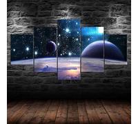 HJDGLP Cuadro sobre Lienzo 5 Piezas Impresión En Lienzo Cuadro De Pintura Póster De Arte cuadros decoracion salon modernos cuadros para dormitorios Galaxia Estrellas Universo Espacio Paisaje 150x80cm
