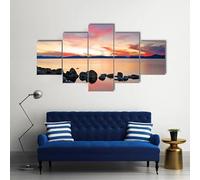 HJDGLP Cuadro sobre Lienzo 5 Piezas Impresión En Lienzo Cuadro De Pintura Póster De Arte cuadros decoracion salon modernos cuadros para dormitorios Vista del lago Tahoe al amanecer 150x80cm