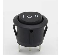 HJDIPCKYVG 10Pcs 23mm Round Black 3 Pin 10A/125V 6A/250V AC 3 Position SPDT ON-Off-ON Rocker Switch Snap-in
