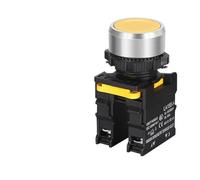 HJDIPCKYVG Button Switch Waterproof Momentary Self Reset Self Locking Flat Round Head 22mm Power Push Button Switch 10A 1NO 1NC Red Green(Yellow,1NC)