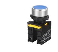 HJDIPCKYVG Button Switch Waterproof Momentary Self Reset Self Locking Flat Round Head 22mm Power Push Button Switch 10A 1NO 1NC Red Green(Blue,1NC)