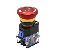 HJDIPCKYVG Emergency Stop Switch 22mm 10A Metal Emergency Stop Pushbutton Switches Mushroom Head Button Self-Locking Elevator Power Start Emergency Stop LA38(2NC)
