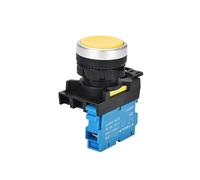HJDIPCKYVG Emergency Stop Switch 22mm LA36M Push Button Switch Momentary Reset Self Locking Power Button Switch Yellow 12V 24V 220V 10A(Momentary,1NC)
