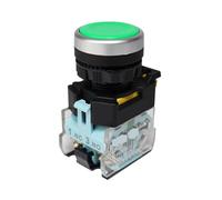 HJDIPCKYVG Emergency Stop Switch FXB38 22MM Push Button Switch On Off 1NO1NC Momentary Latching 10A 440V Flat Head Power Start Stop Buttons with Fixation(Green,Momentary Self-Reset)