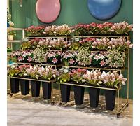 HJDSUDU Carrito de Flores con 4 Ruedas, Estante de Metal para Ramos de Flores, Mueble para Flores, Carrito rodante para Plantas, con 16 Cubos, para Patio, jardín, Bodas y floristería.,D