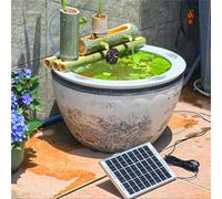HJDSUDU Kit de Fuente de Agua Solar de bambú, decoración de jardín Zen con Bomba y energía Solar, Fuente de Agua Feng Shui, decoración de jardín al Aire Libre, Fuentes de bambú,40cm