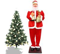 HJDSUDU Papá Noel Bailando Animado de tamaño Real, decoración eléctrica de Papá Noel con 5 Canciones, Juguetes de Papá Noel Que Mueve Las Caderas y Canta, Papá navideño Activado por Voz