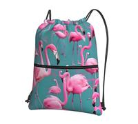HJFCZH A flock of flamingos Prints - Mochila con cremallera con cordón - Bolsa de gimnasio ultra duradera resistente al agua para viajes y deportes - Funda ligera y plegable