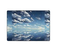 HJFCZH Alfombra de piel sintética con estampado de cielo azul y nubes blancas, 80 x 58 pulgadas, ultra absorbente y cómoda como una nube para el hogar y la oficina