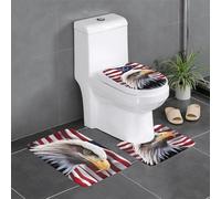 HJFCZH American Bald Eagle Pattern - Juego de 3 piezas antideslizante de secado rápido para baño, tapete de ducha duradero