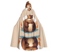 HJFCZH Bonita capa con capucha para adultos con imagen de castor para Halloween, juego de rol