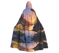 HJFCZH Bridge Sunset River Landscape Prints Halloween - Capa con capucha para adultos para varios entornos de fiesta y carnaval