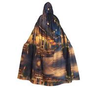 HJFCZH Cafe Terrace at Night Picture Halloween - Capa con capucha para adultos que garantiza un fácil cuidado y un uso duradero