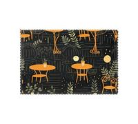 HJFCZH Cafe Terrace at Night Prints - Juego de 6 manteles individuales lavables resistentes al calor de 12 x 18 pulgadas de grosor para decoración del hogar, hotel y banquetes