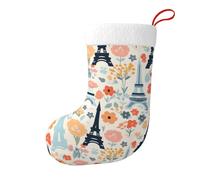 Hjfczh Calcetines decorativos de Navidad con diseño de la Torre Eiffel de París para rellenar pequeños regalos como dulces y juguetes pequeños