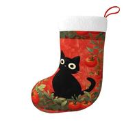 Hjfczh Calcetines decorativos de Navidad con estampado de gatito de tomate para árboles de Navidad, mesas de comedor