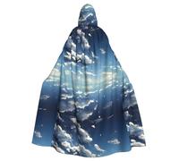 HJFCZH Capa con capucha con estampado de cielo azul y nubes blancas, capa de gran tamaño, manta acogedora para Halloween y diversión de cosplay