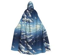HJFCZH Capa con capucha con estampado de cielo azul y nubes blancas, capa extragrande con cordón, capa acogedora