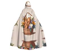 HJFCZH Capa con capucha estampada de pan y flores en una canasta de Halloween para adultos para varios entornos de fiesta y carnaval