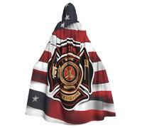 HJFCZH Capa con capucha para adultos con estampado de bandera de bombero de rayas rojas de EE. UU. para varios entornos de fiesta y carnaval