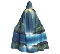 HJFCZH Capa con capucha para adultos con estampado de cascada azul en Hawái para varios entornos de fiesta y carnaval