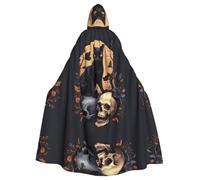 HJFCZH Capa con capucha para adultos con estampado de gato negro sobre calavera para varios entornos de fiesta y carnaval