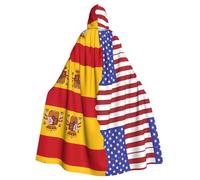 HJFCZH Capa con capucha para adultos con estampado de la bandera de España americana para varios entornos de fiesta y carnaval