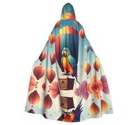 HJFCZH Capa con capucha para adultos con estampado de loro en globo aerostático para varios entornos de fiesta y carnaval
