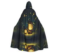 HJFCZH Capa con capucha para adultos con estampado de luciérnagas y linternas, para usar durante Halloween, juegos de rol