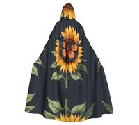 HJFCZH Capa con capucha para adultos con estampado de mariposa sobre girasol, para varios entornos de fiesta y carnaval