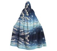 HJFCZH Capa con capucha para adultos con estampado de nubes blancas sobre el mar para varios entornos de fiesta y carnaval