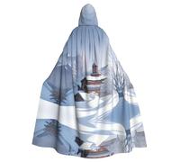 HJFCZH Capa con capucha para adultos con estampado de paisaje de invierno para varios entornos de fiesta y carnaval
