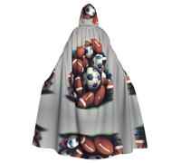 HJFCZH Capa con capucha para adultos con estampado de pila de balones de fútbol americano