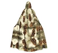 HJFCZH Capa con capucha para adultos con estampado de pino con borde de cono de pino