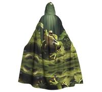 HJFCZH Capa con capucha para adultos con estampado de rana sobre musgo para varios entornos de fiesta y carnaval