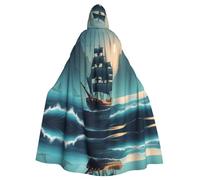 HJFCZH Capa con capucha para adultos con estampado de Ship Ocean para varios entornos de fiesta y carnaval
