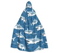 HJFCZH Capa con capucha para adultos con estampado de tiburón blanco para Halloween y juegos de rol