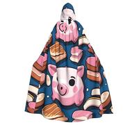 HJFCZH Capa con capucha para adultos con imagen de cerdito para Halloween, juego de rol