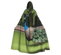 HJFCZH Chaqueta larga con capucha para adultos con estampado de pavos reales, para Halloween, adecuada para hombres y mujeres