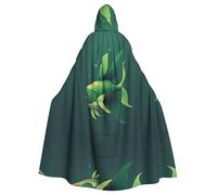 HJFCZH Chaqueta larga con capucha para adultos con patrón de pez volador verde, adecuada para hombres y mujeres