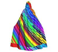 HJFCZH Chaqueta larga con capucha para adultos, diseño de líneas coloridas, ideal para hombres y mujeres