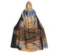 HJFCZH Coconut Beach Sunset Hamaca imagen Halloween capa con capucha para adultos para usar durante Halloween, juego de rol