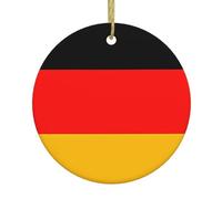 HJFCZH Colgante redondo de cerámica con diseño de bandera de Alemania, árbol de Navidad, decoración navideña de 2.9 pulgadas
