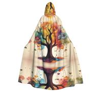 HJFCZH Colorful Life Trees (1) Capa impresa de Halloween con capucha para adultos para usar durante Halloween, juegos de rol