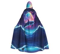 HJFCZH Colorido cielo estrellado océano delfín imagen Halloween capa con capucha para adultos que garantiza un fácil cuidado y uso duradero
