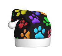 HJFCZH Colorido sombrero de Navidad con estampado de pata de perro negro para adultos, diseño suave, ligero y esponjoso para hombres y mujeres