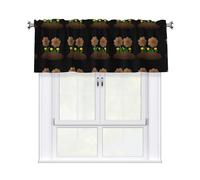 HJFCZH Cortina corta con cenefa de 54 x 18 pulgadas, flores plantadas en estiércol de vaca, decoración del hogar, bloqueo de luz suave al tacto para ventana de cocina y baño