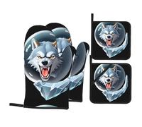HJFCZH Crystal Ball in The Wolf's Mouth Prints - Fundas de cocina impermeables para cocinar de forma segura y fácil limpieza, juego de 4 piezas de protección contra el calor